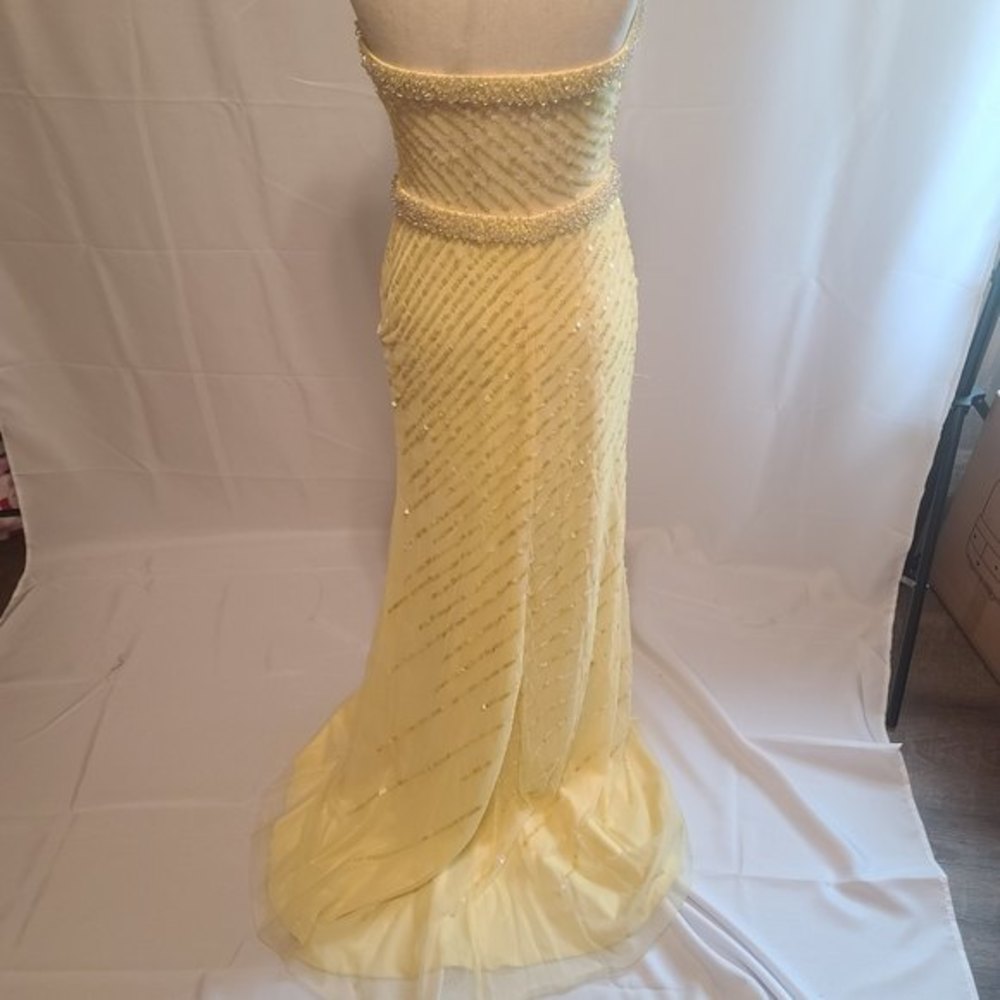 Sean Collection Fully Beaded Sequence Yellow Dres… - image 3